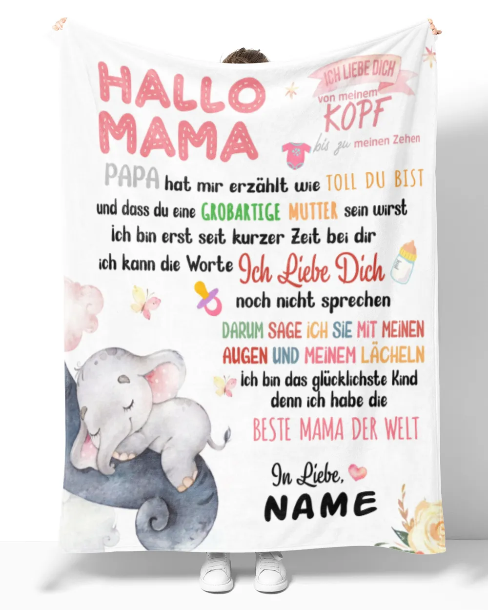 Hallo Mama - Cozy Plush Fleece Blanket